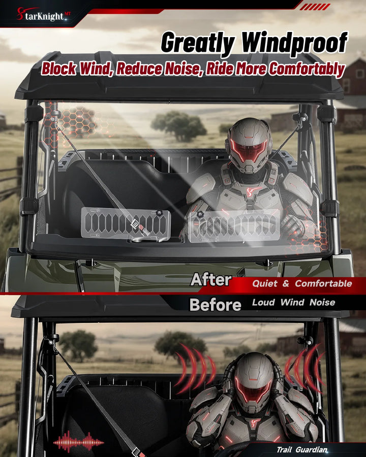 Polaris Ranger SP 570 3H Scratch-Resistant Vented Windshield windproof