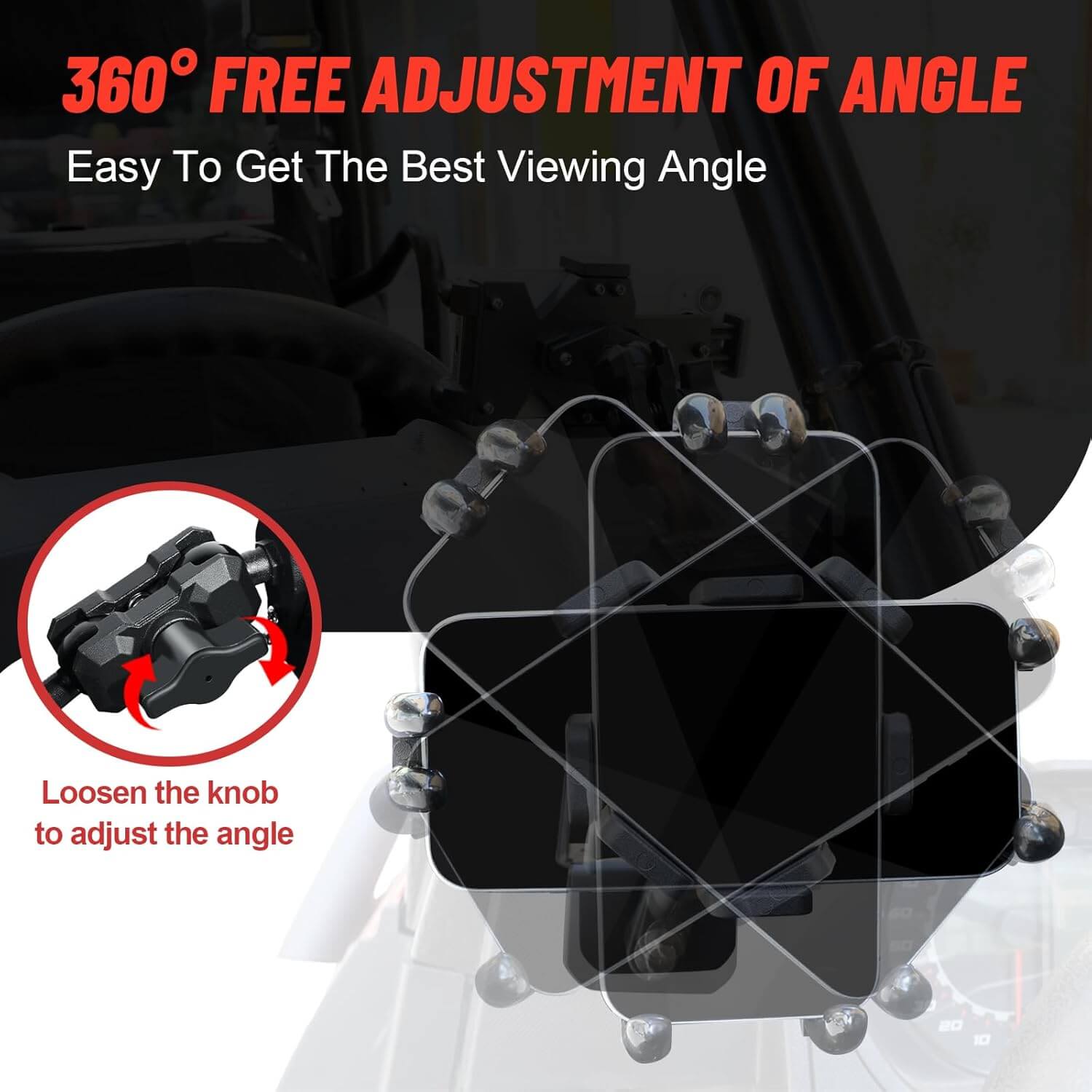 Polaris Ranger XP 1000 Phone Holder 360 degree rotation