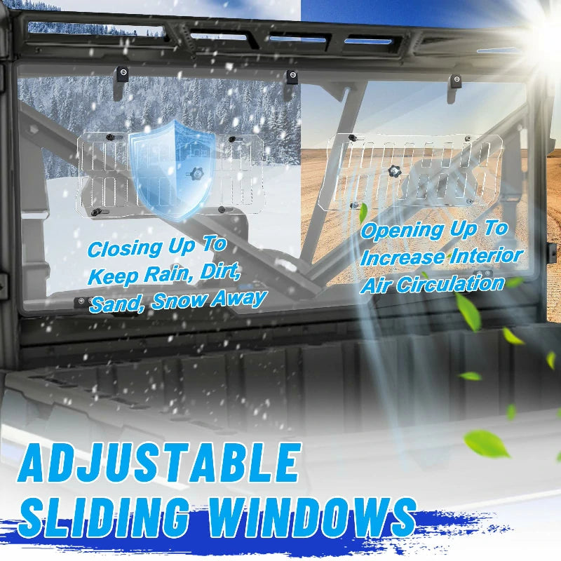 adjustable sliding windows of ranger 1000 vented rear windshield