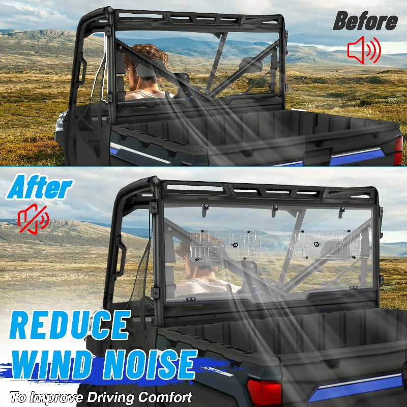 ranger xp 1000 vented rear windshield reduce wind noise 