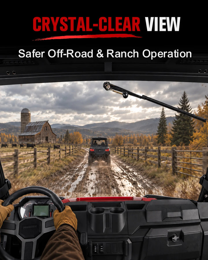 Polaris Ranger 1000 full windshield with manual wiper clear view