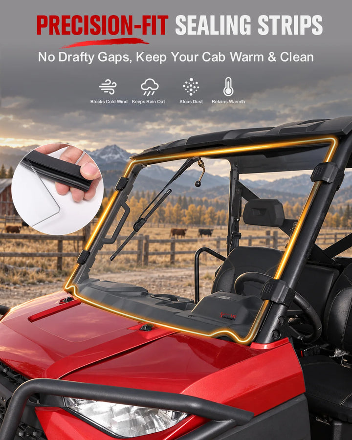 Polaris Ranger 1000 full windshield with manual wiper sealing strips