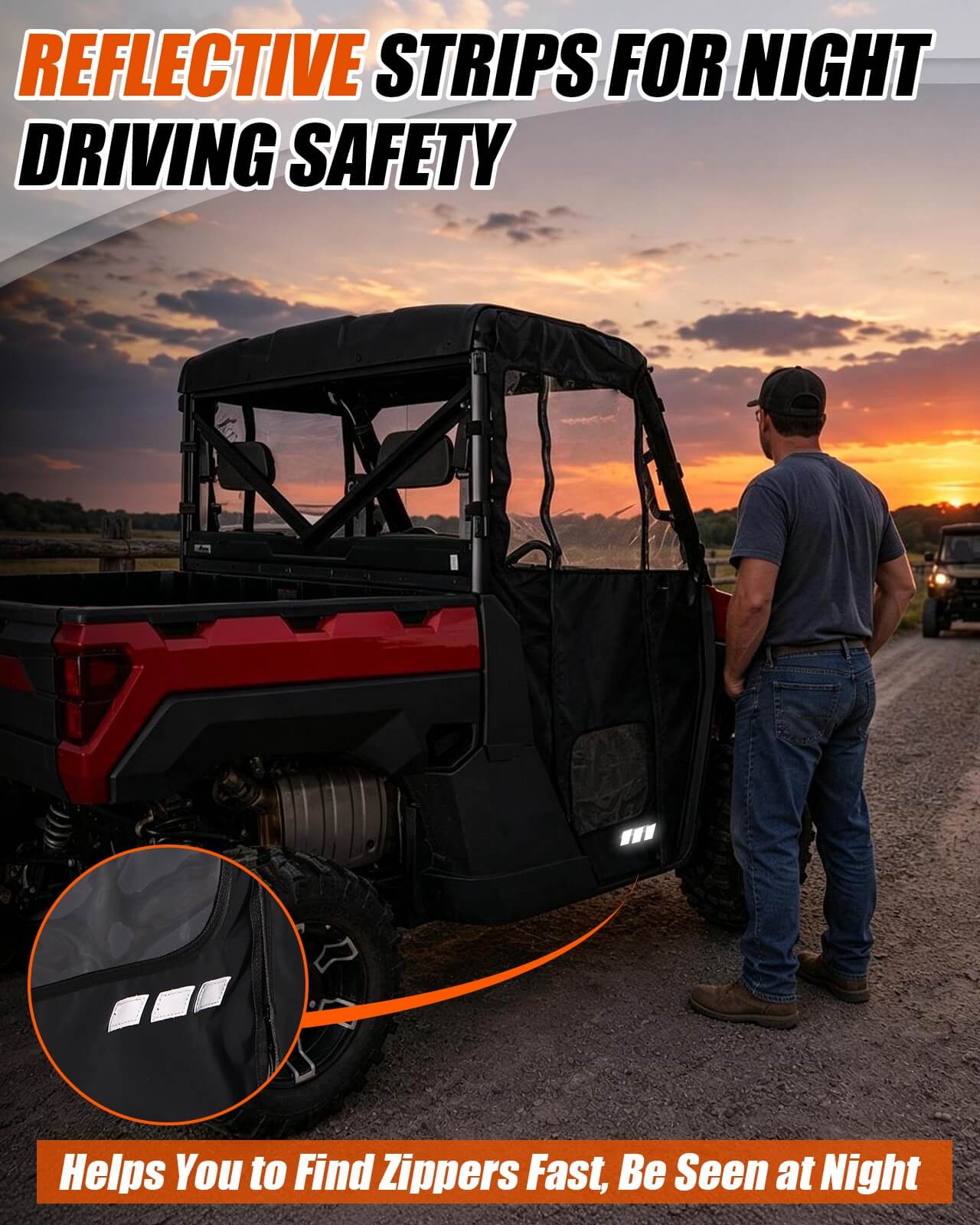 Polaris Ranger XP 1000 Soft Cab Enclosure  reflective strips