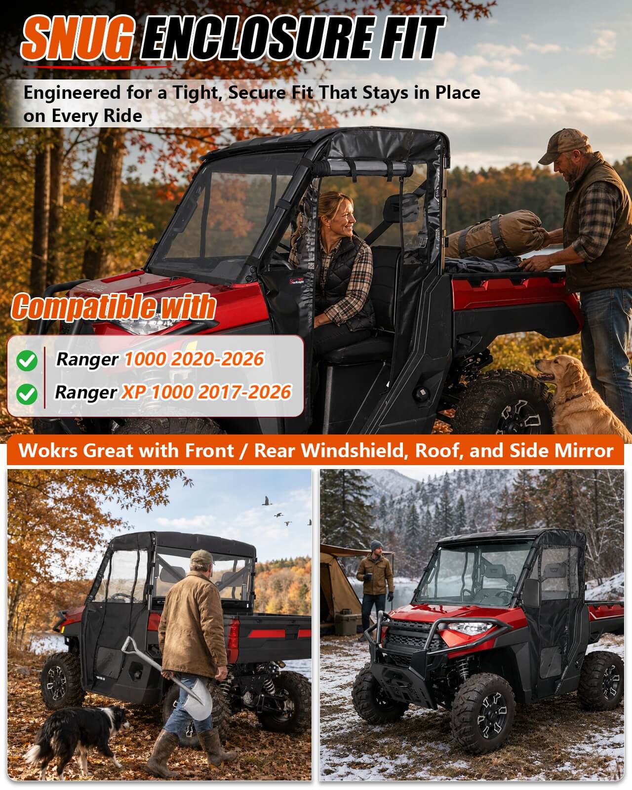 Polaris Ranger XP 1000 Soft Cab Enclosure fit 2 seater models