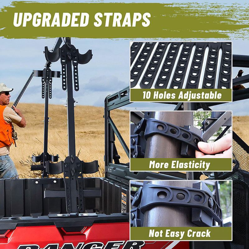 upgraded straps of the utv bed gun rack 