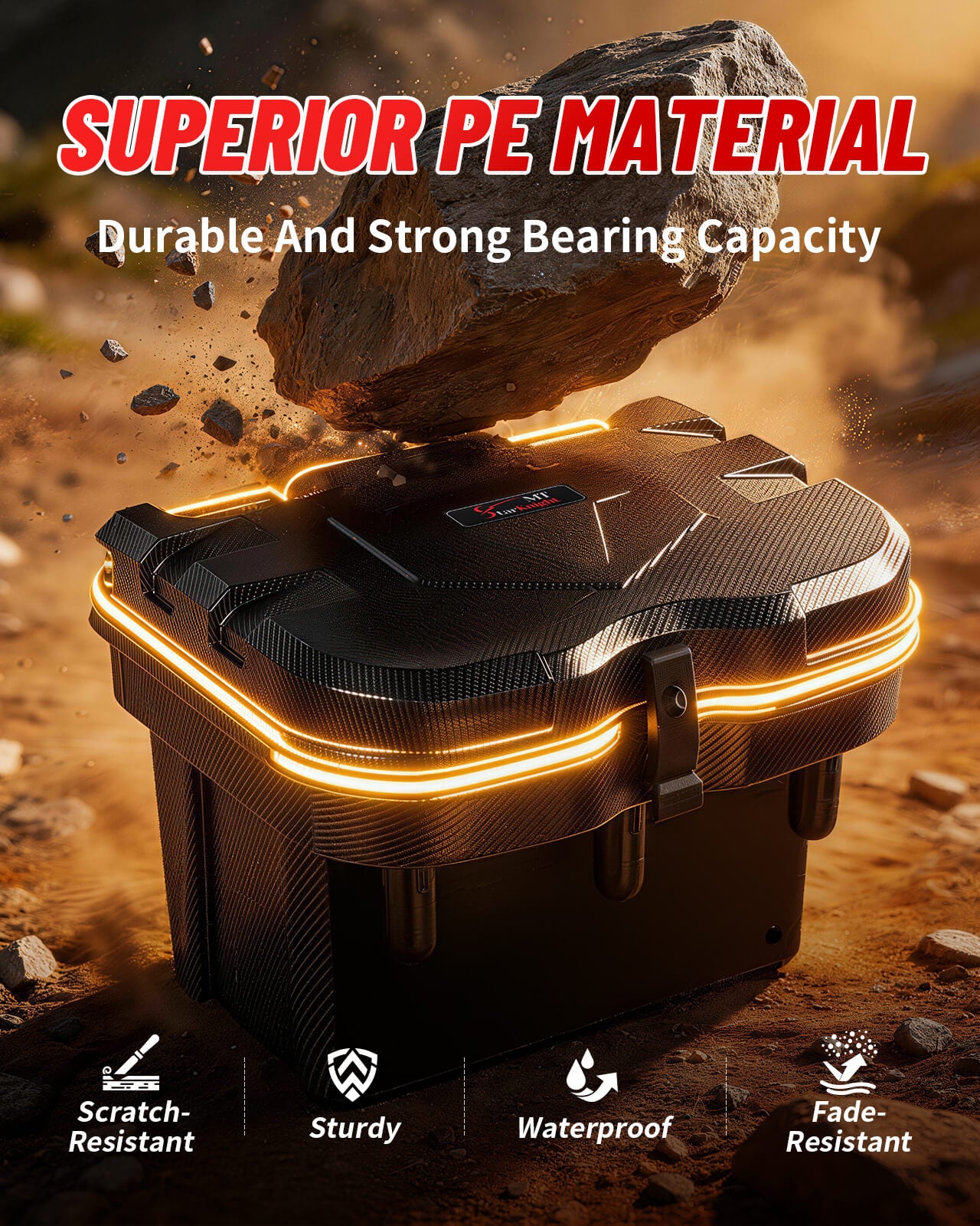 Polaris Ranger 24L Carbon Fiber Cargo Storage Box PE Material
