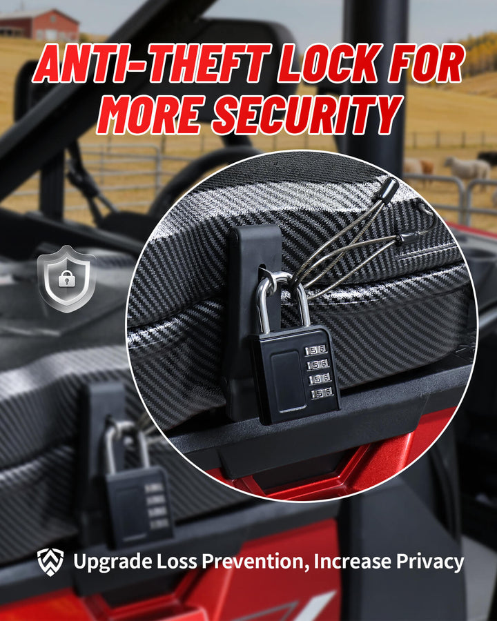 Polaris Ranger Carbon Fiber Cargo Storage Box Anti-theft Lock
