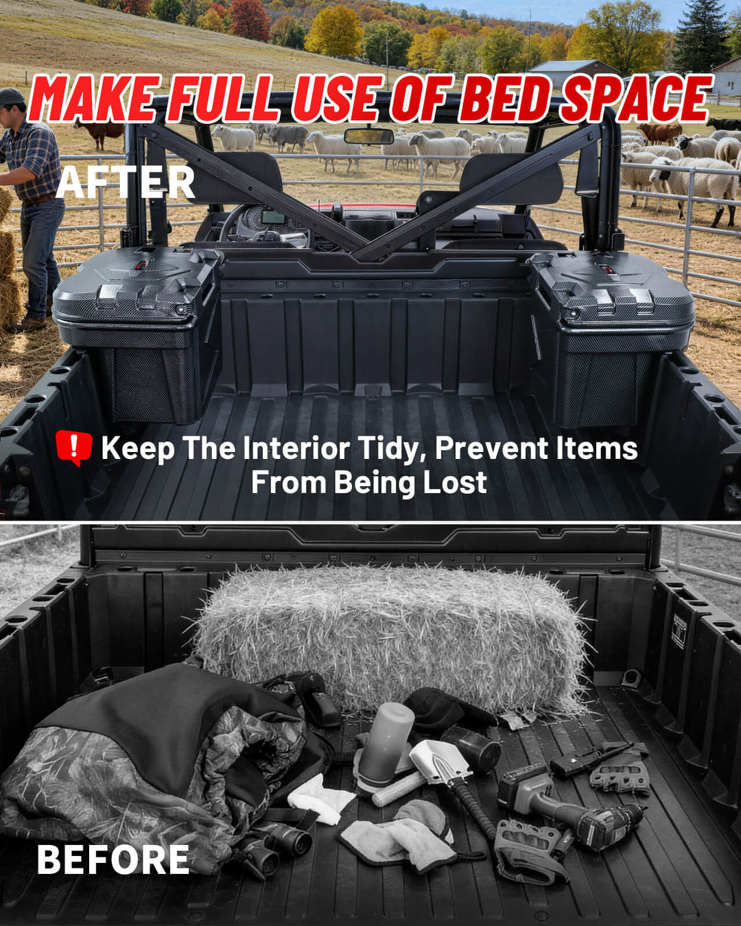 Polaris Ranger Carbon Fiber Cargo Storage Box Keep item tidy