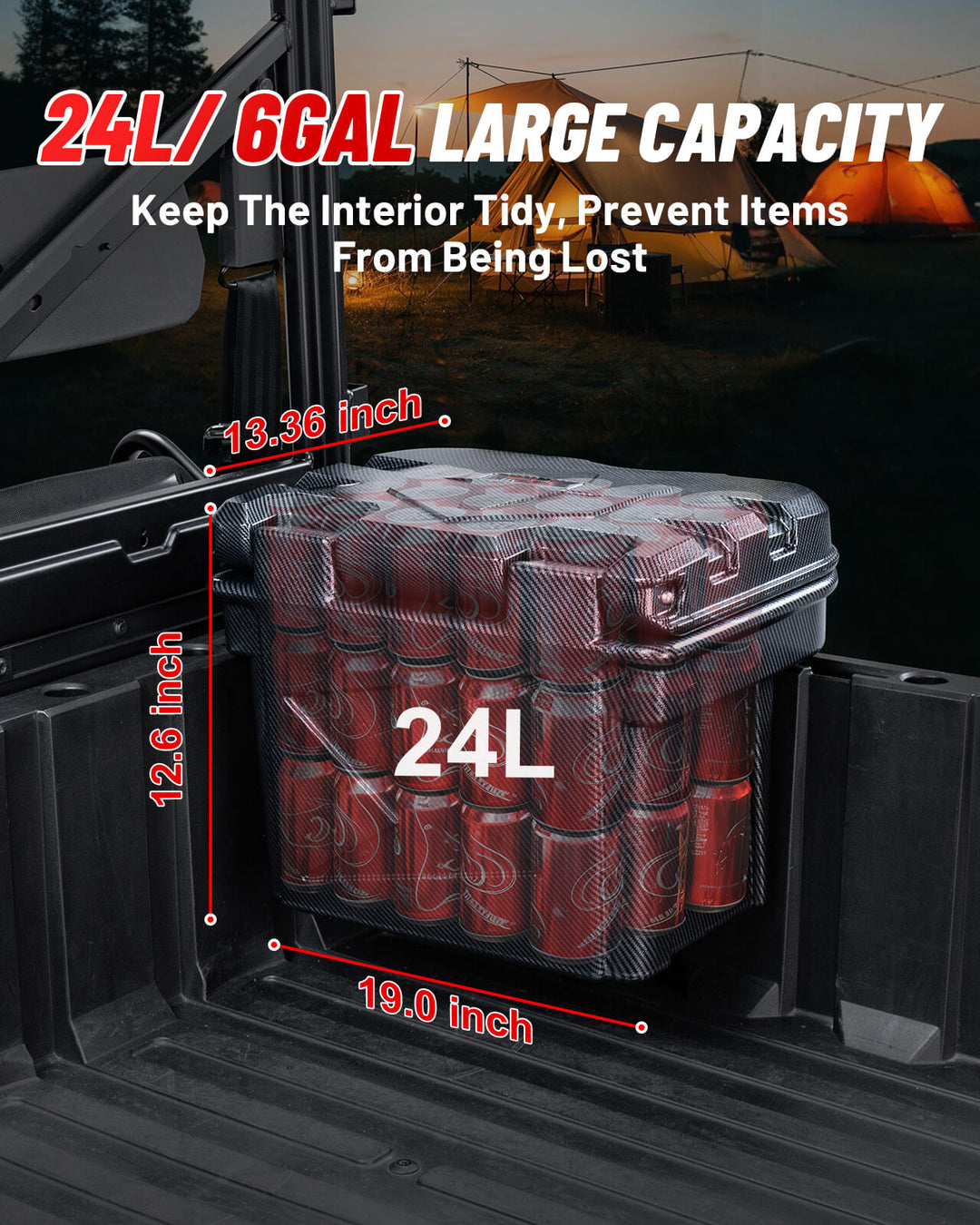 Polaris Ranger Carbon Fiber Cargo Storage Box Large Capacity