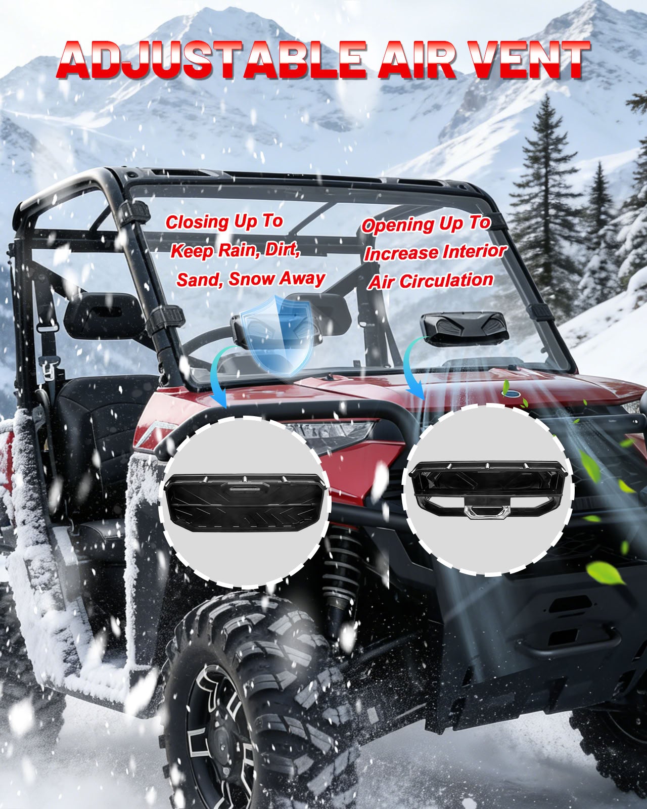 Polaris ranger xp 1000 front windshield Adjust air vent