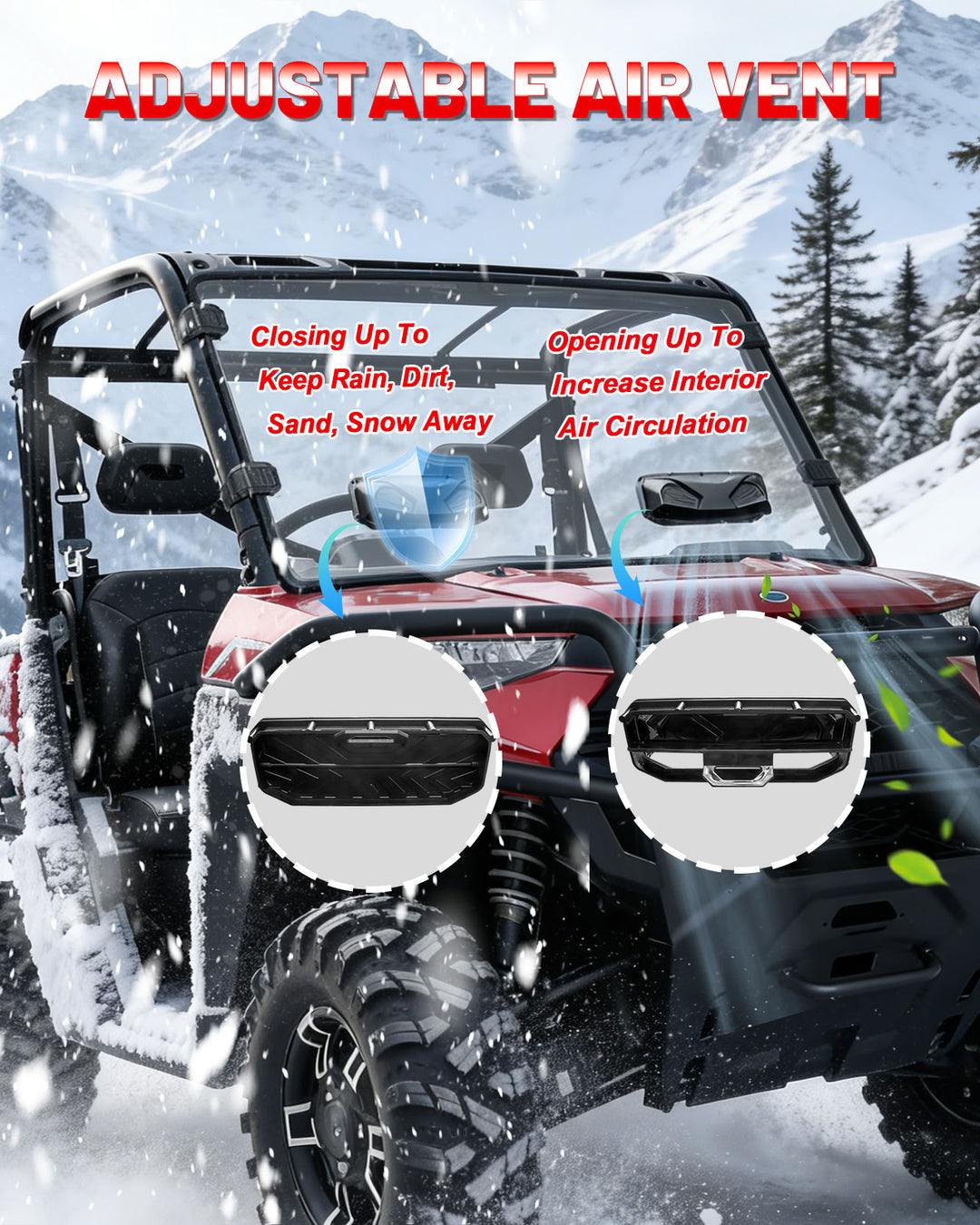 Polaris ranger xp 1000 front windshield Adjust air vent