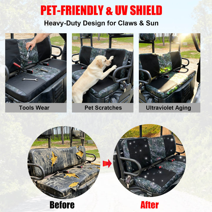 Before and after Install the Ranger 800 Neoprene Camo seat covers