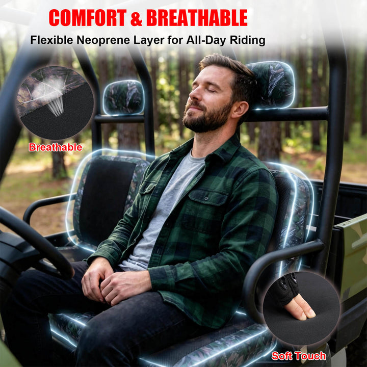 Polaris ranger 500 seat cover with a flexible neoprene layer