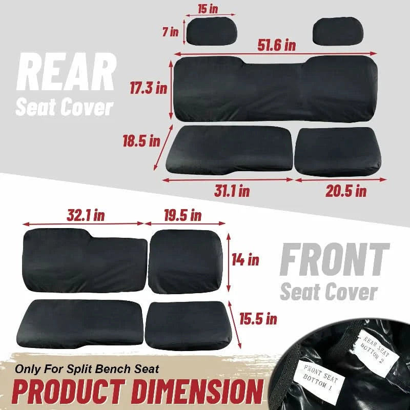 ranger crew seat cover set dimension