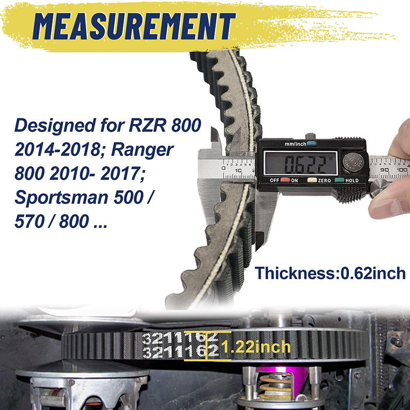 measurement of rzr 800 drive belt