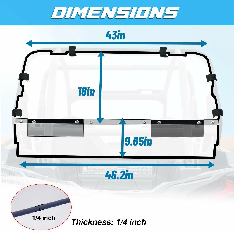 RZR  XP 1000  rear windshield  dimensions 