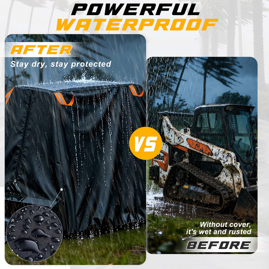 Before and after install Skid Steer 420D Cover