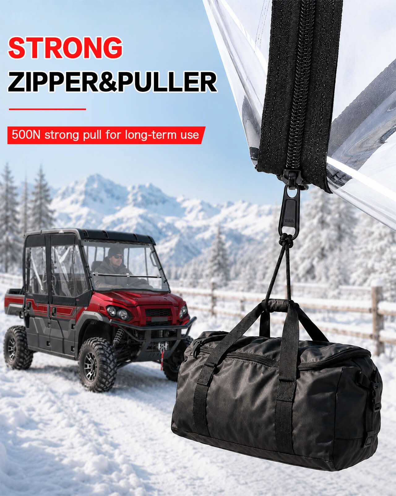 StarknightMT's Kawasaki Mule Pro FXT/DXT Soft Upper Doors strong zipper & puller