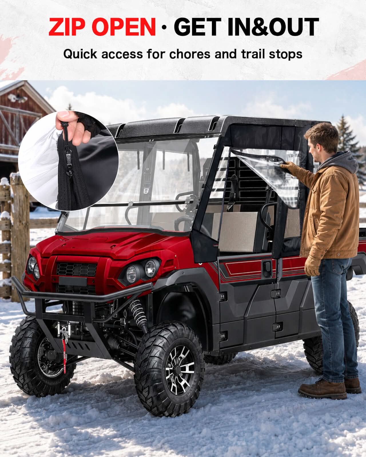 StarknightMT's Kawasaki Mule Pro FXT/DXT Soft Upper Doors zip open, get in & out