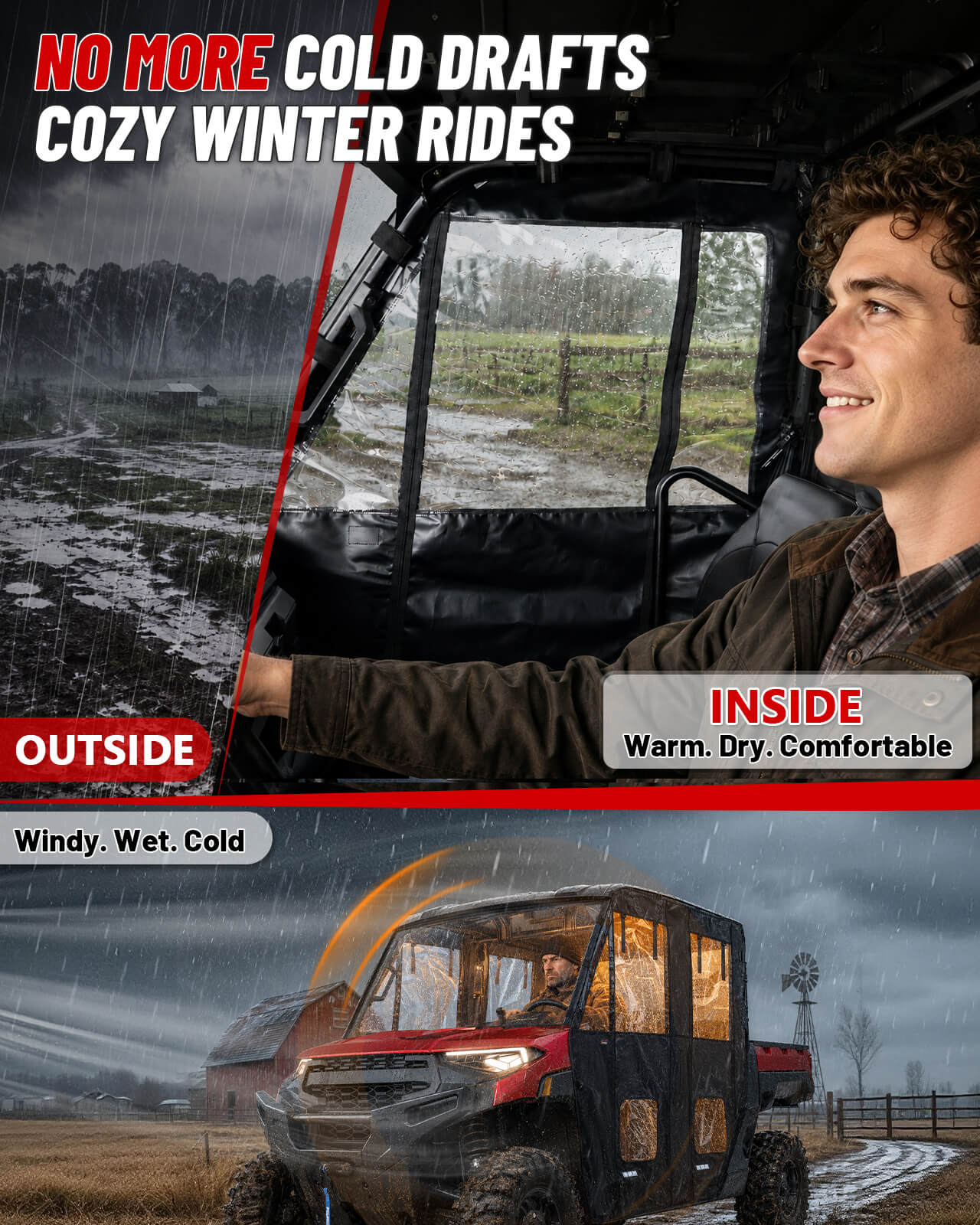 StarknightMT Polaris Ranger Crew XP 1000 Soft Cab Enclosure no more drafts cozy winter rides