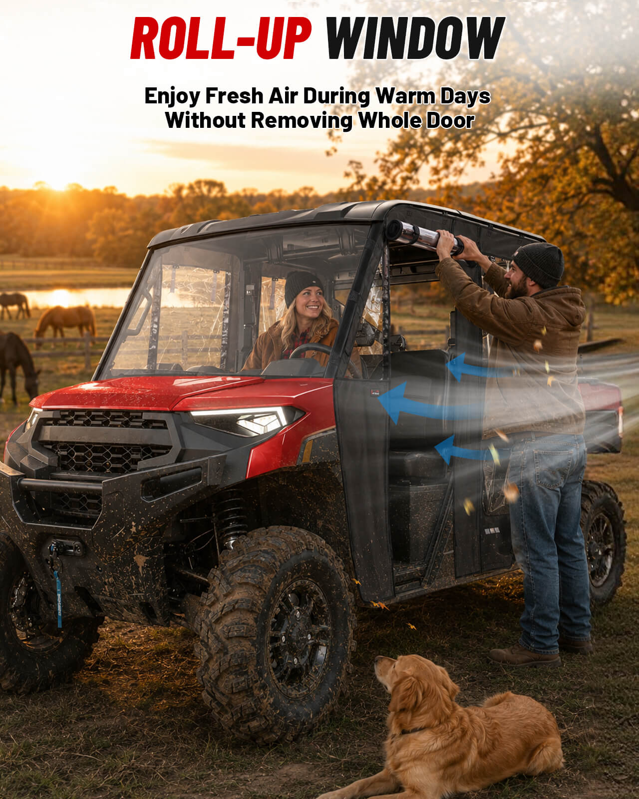 StarknightMT Polaris Ranger Crew XP 1000 Soft Cab Enclosure roll-up window