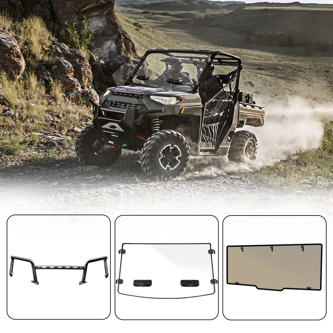 StarknightMT Polaris Ranger XP 1000 Vented Front & Tint Rear Windshield & Bumper
