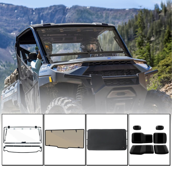 StarknightMT Ranger 1000/XP 1000 Ultimate Winter Bundle: Flip-Up Windshield, Rear Windshield, Seat &amp; Snow Covers