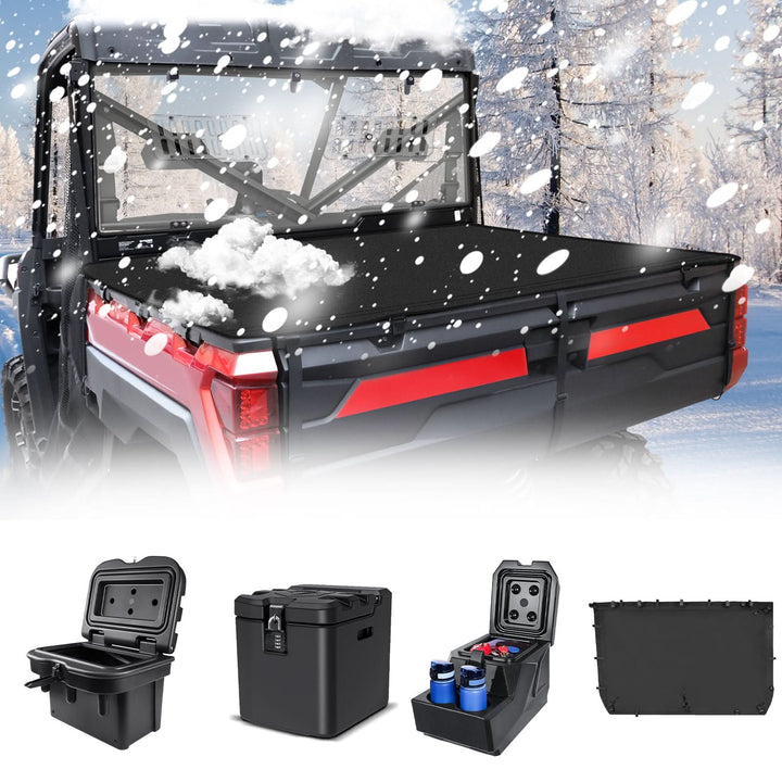 StarknightMT Ranger XP 1000 Harvest Hauling Utility Kit : Soft Cargo Bed Cover, Cargo &amp; Under Seat &amp; Bench Seat Center Storage Box