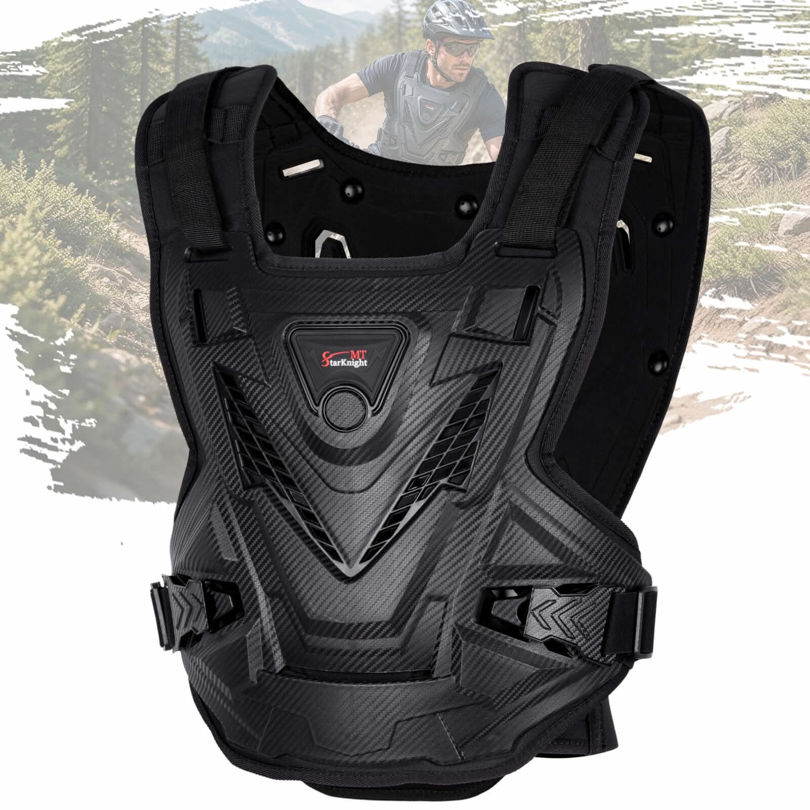 StarknightMT Upgraded Adult Men's  Body Armor Vest for Motocross & Racing(Black)