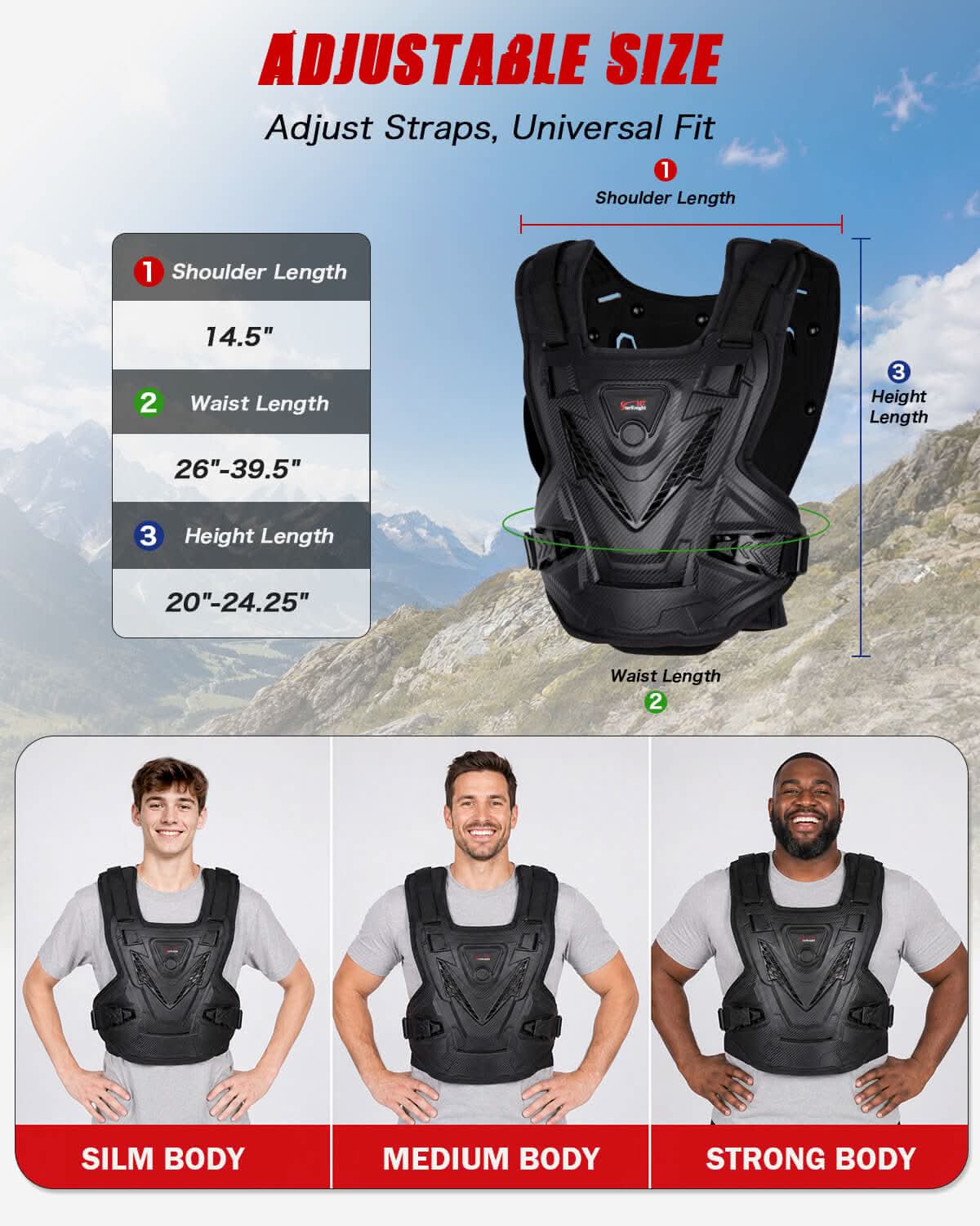 StarknightMT Upgraded Adult Men's Body Armor Vest Adjustable Size