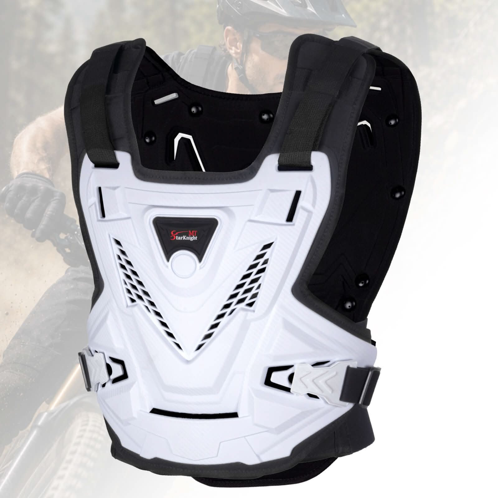 StarknightMT Upgraded Adult Men's Body Armor Vest for Motocross & Racing(White)