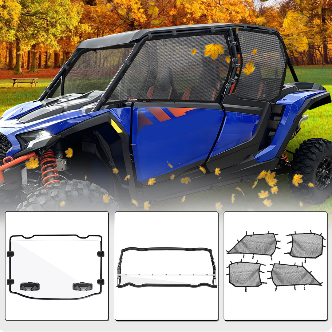 StarknightMt 2024+ Polaris RZR XP 4 1000 Vented & Rear Windshield & Side Window Mesh Net