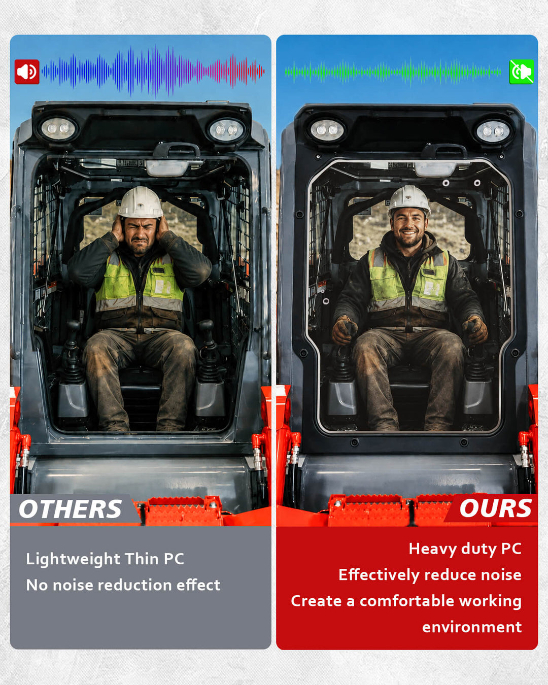 Takeuchi SkidSteer TL8/TL10/TL12/TL130 Windshield  Reduce Noise