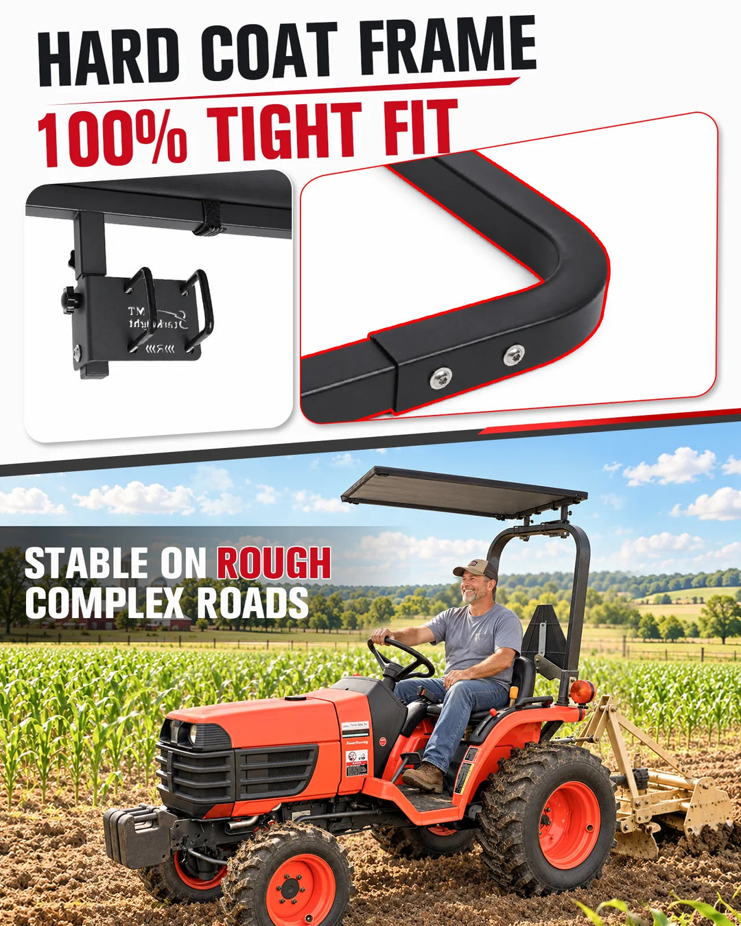 Tractor Canopy for 2"x2"/2"x3" Rops hard coat frame