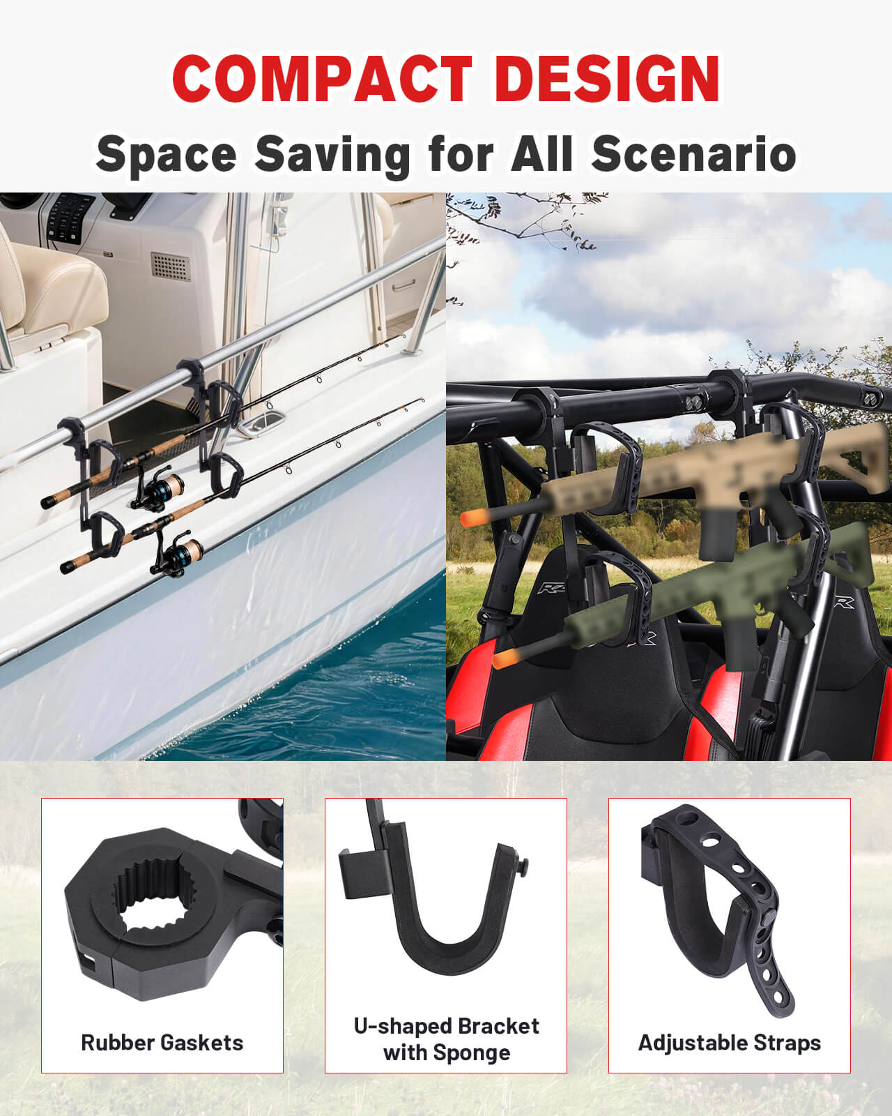 UTV Gun Holder 2-Row For 1-2 Inch Roll Bar details