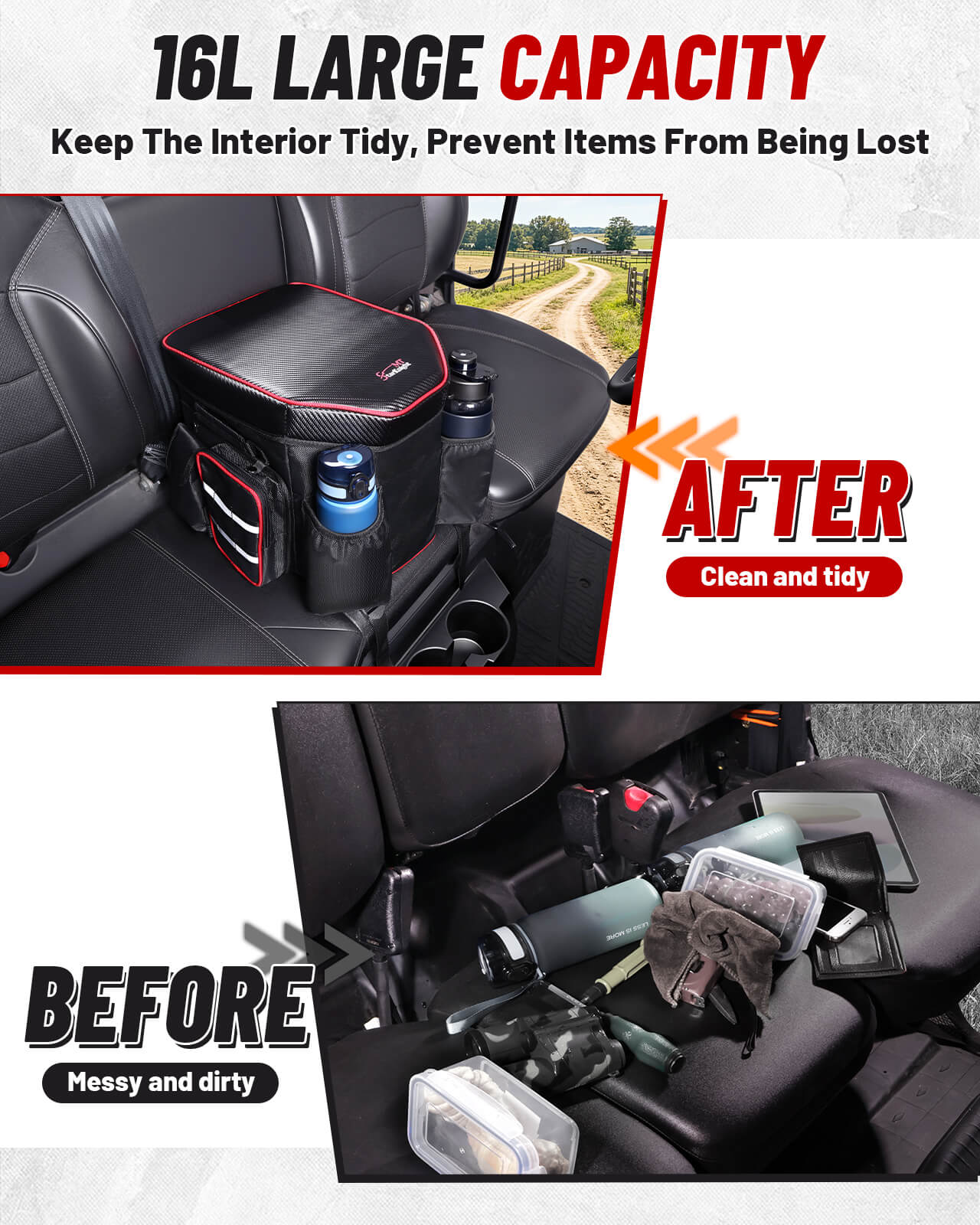 Universal Bench Seat Center Storage Bag 16L Capacity