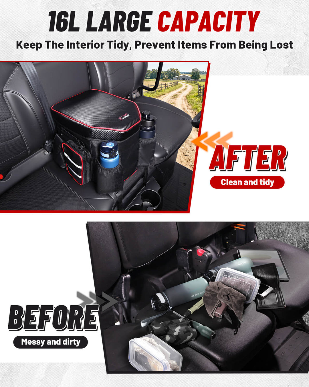Universal Bench Seat Center Storage Bag 16L Capacity