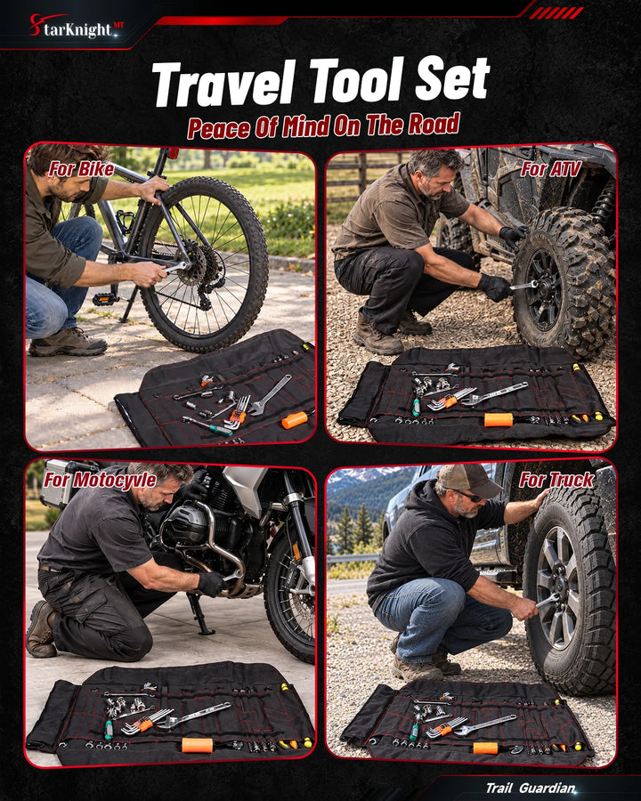 Universal Tool Kit with Roll-Up Pouch Fot Bike, atv, utv, truck