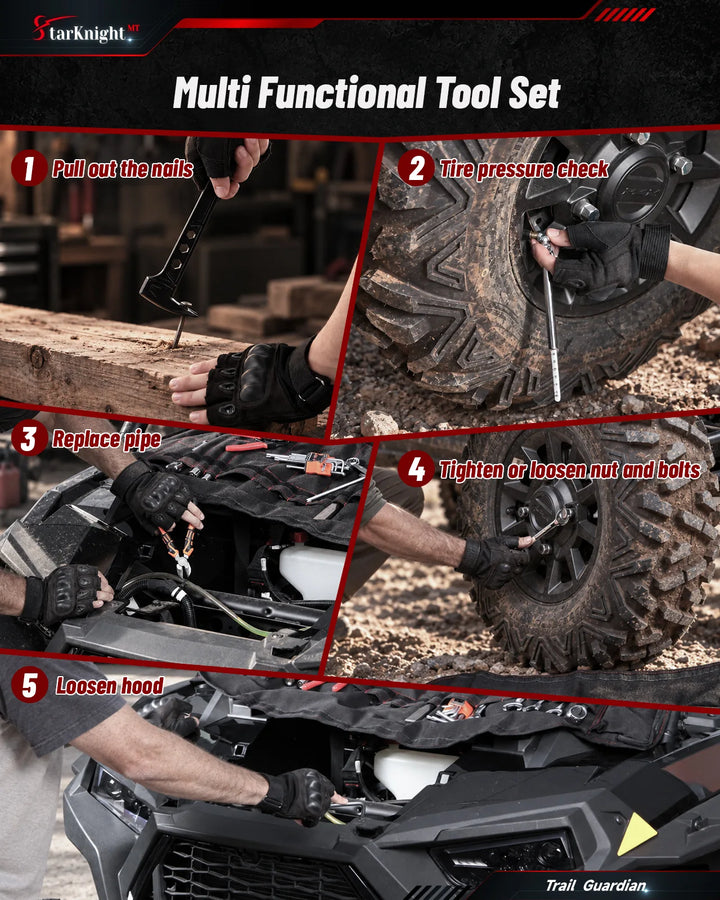 Universal ATV/UTV Tool Kit with Roll-Up Pouch Multi functional 