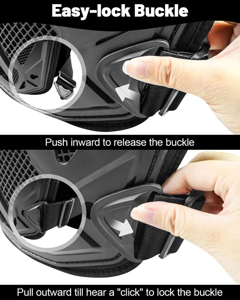 easy lock buckle of the youth protective gear