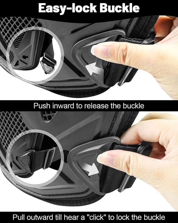 easy lock buckle of the youth protective gear