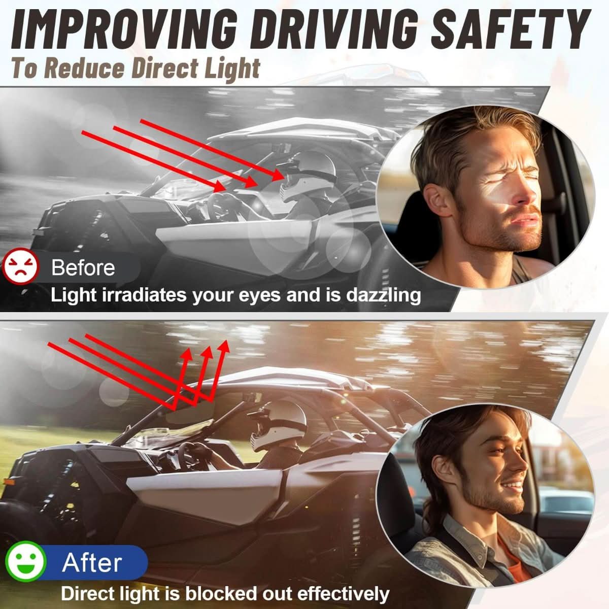 utv sun visor improving driving safety