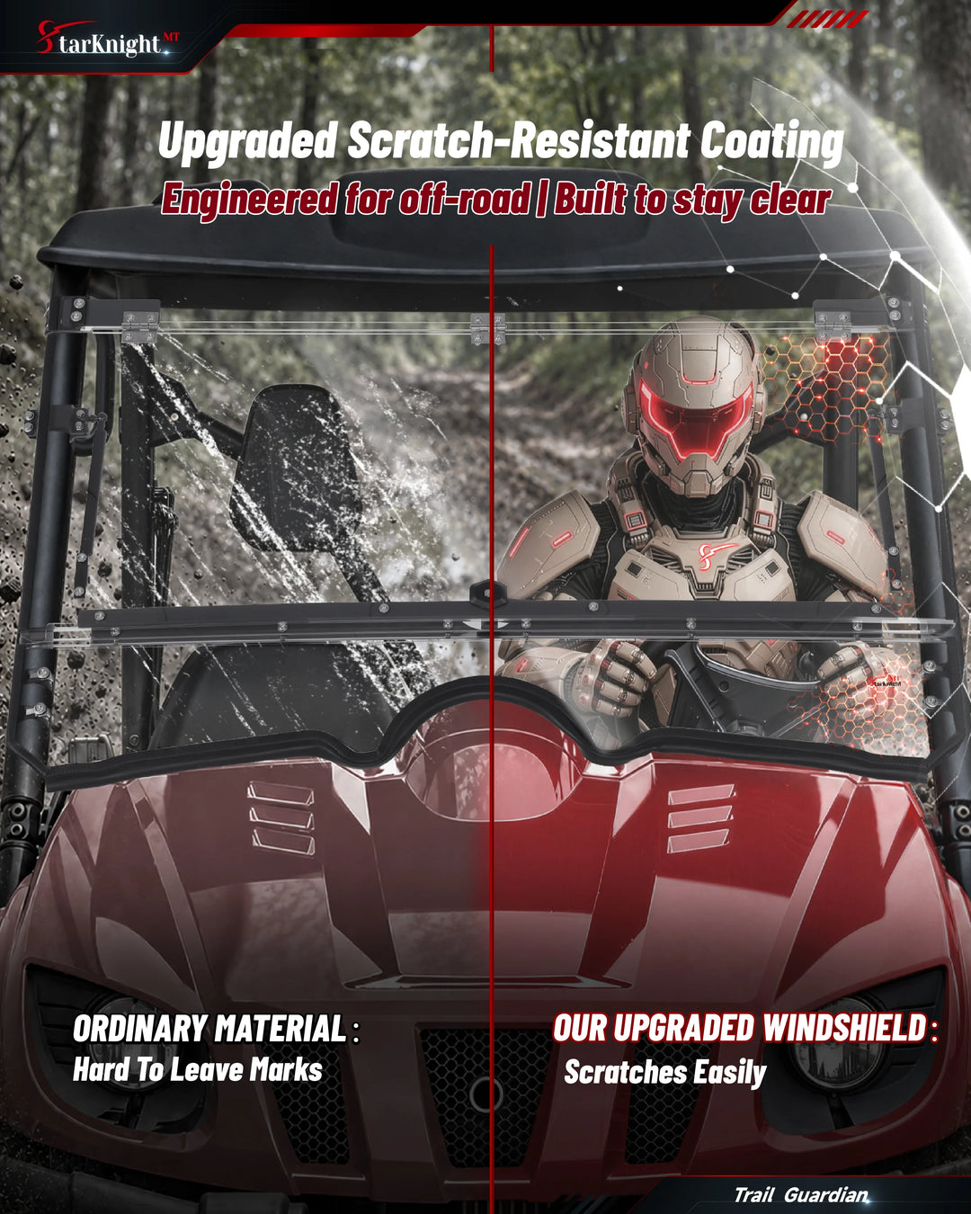 Yamaha Rhino 450/660/700 Flip-Up Windshield scratch-resistant coating