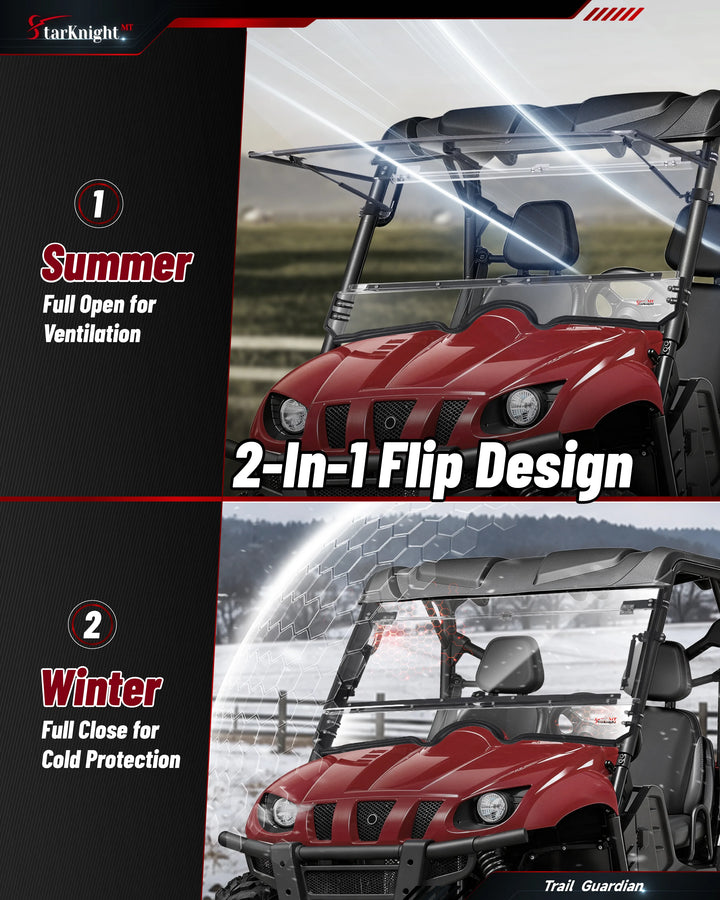 Yamaha Rhino 450/660/700 Flip-Up Windshield summer and winter 