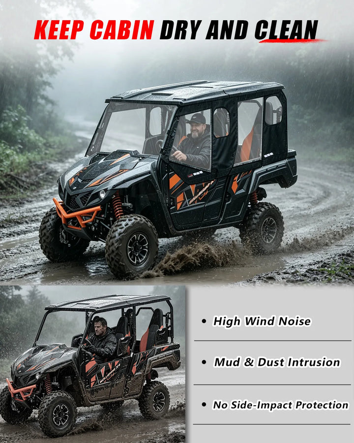 StarknightMT Yamaha Wolverine X4 Soft Upper Doors keep cabin dry and clean