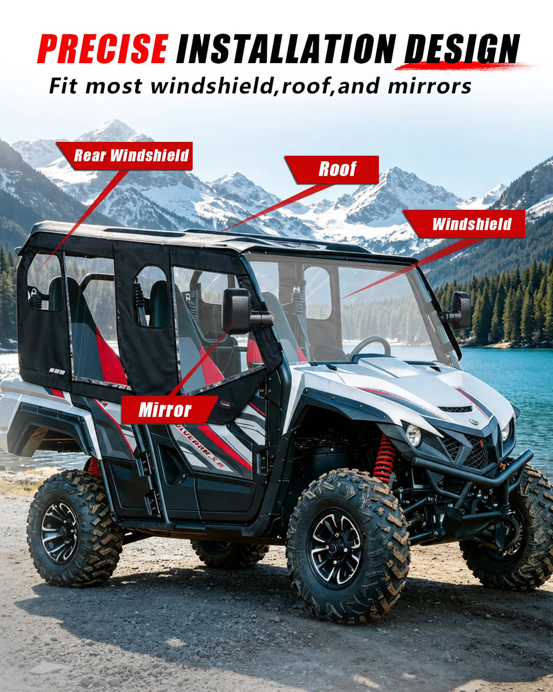 StarknightMT Yamaha Wolverine X4 Soft Upper Doors fit most windshield, roof and mirrors