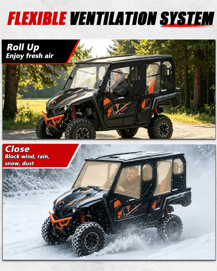 StarknightMT Yamaha Wolverine X4 Soft Upper Doors roll-up and close
