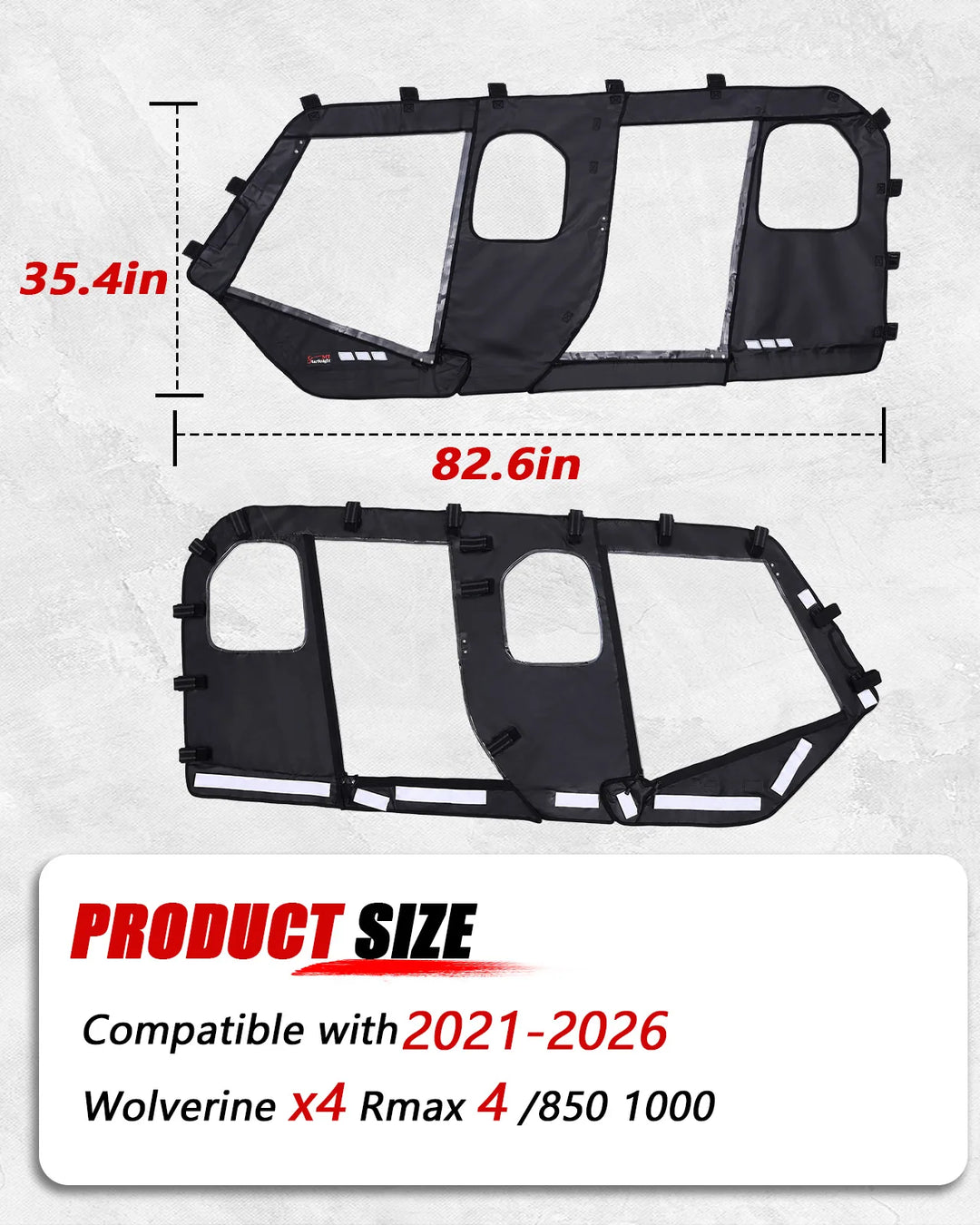 StarknightMT Yamaha Wolverine X4 Soft Upper Doors size