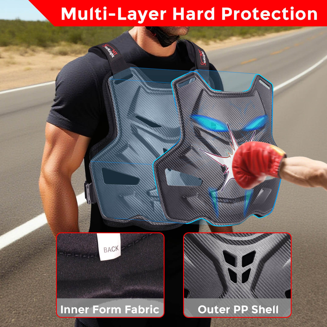 adult men protective vest with multi-layer hard protection 