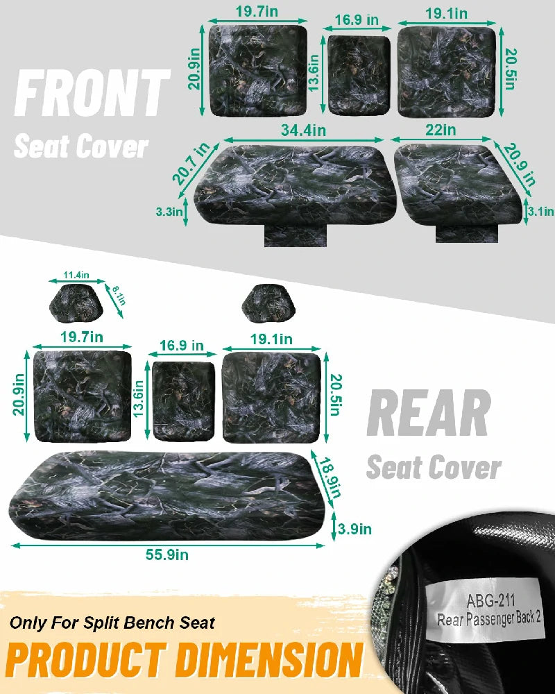 front and rear cfmoto 1000xl seat covers dimensions